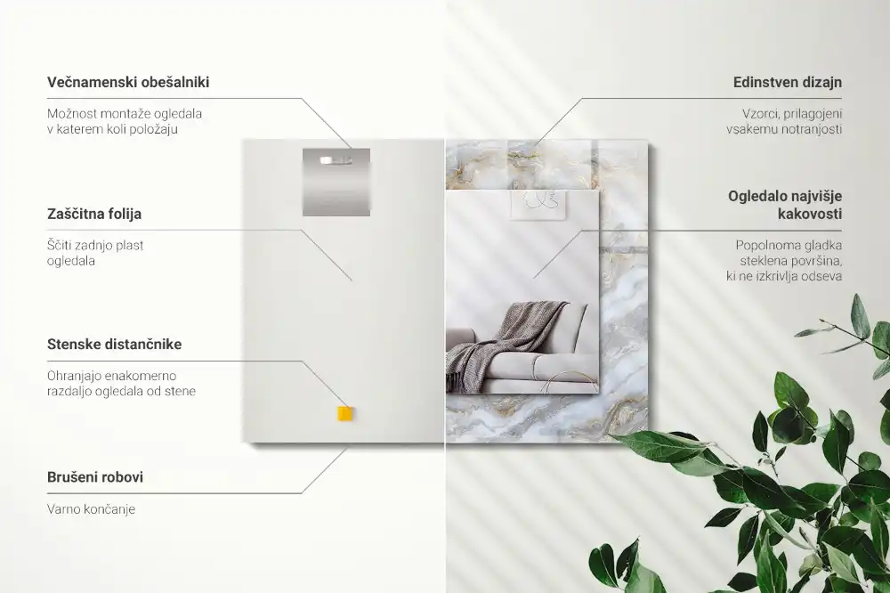 Dekorativ spegel med tryck Marmor mönster textur