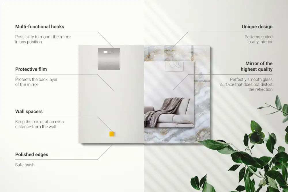 Dekorativ spegel med tryck Marmor mönster textur