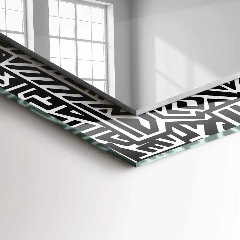 Rektangulär spegel med tryck Geometriskt mönster