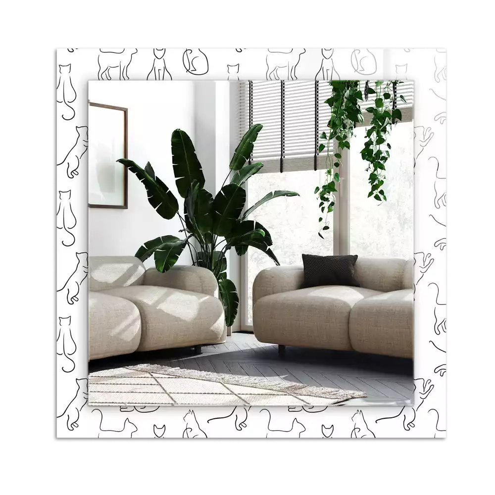 Dekorativ spegel med tryck Kattkonturer