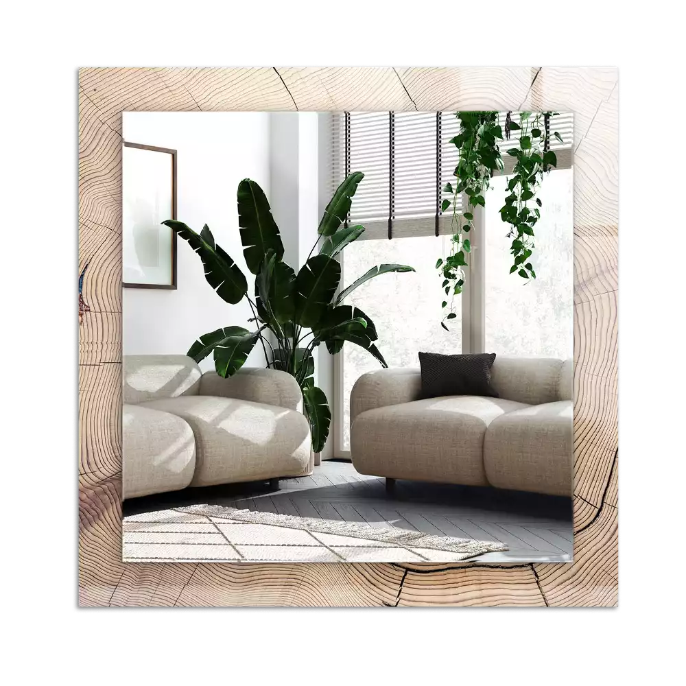 Rektangulär spegel med tryck Tvärsnitt av en trädstam