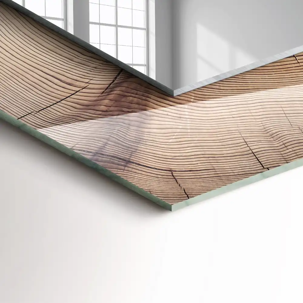 Rektangulär spegel med tryck Tvärsnitt av en trädstam