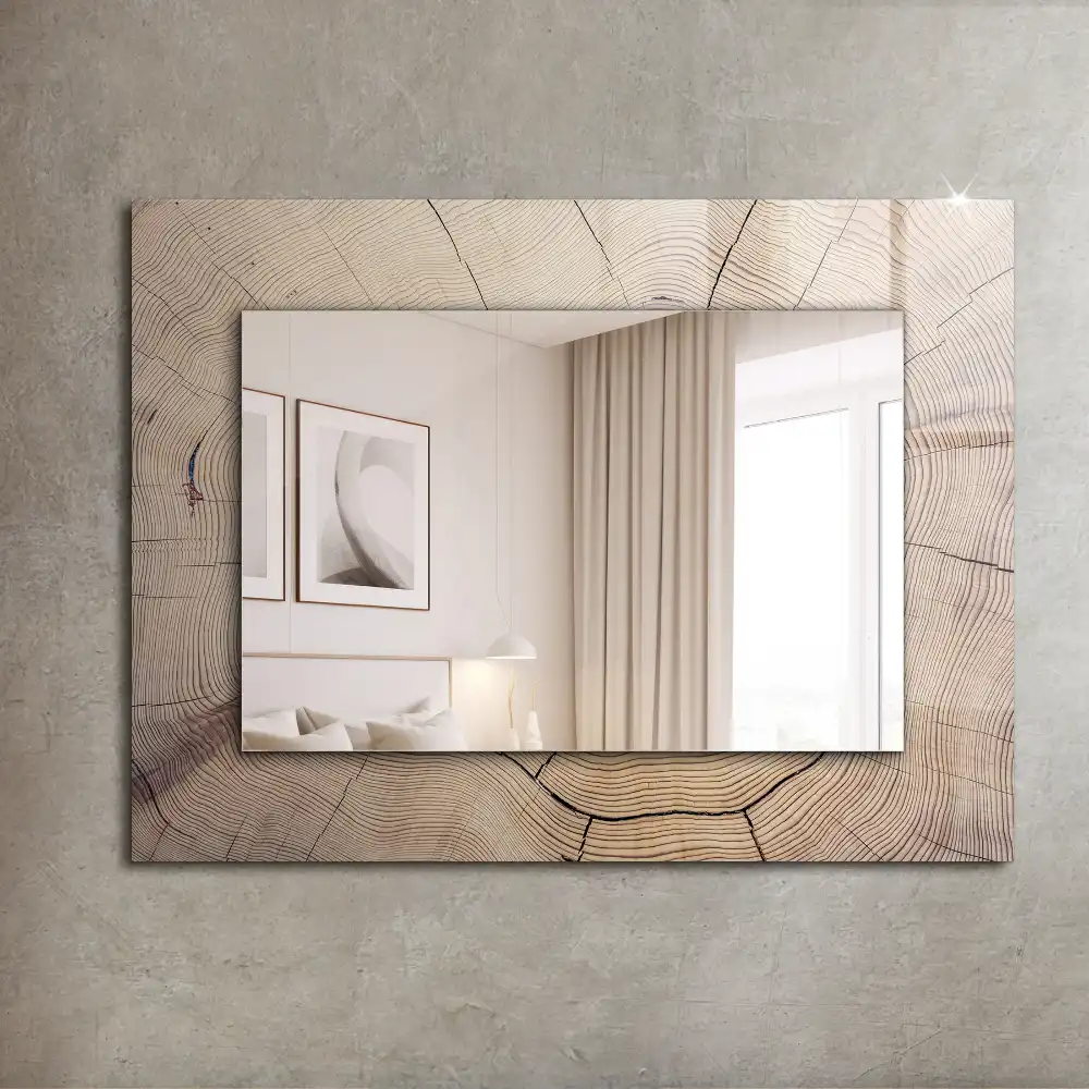 Rektangulär spegel med tryck Tvärsnitt av en trädstam