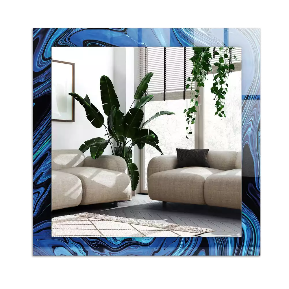 Dekorativ spegel med tryck Abstrakt blått mönster