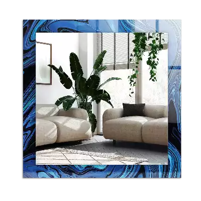 Dekorativ spegel med tryck Abstrakt blått mönster