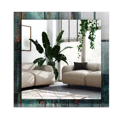 Rektangulär spegel med tryck Gröna träskivor