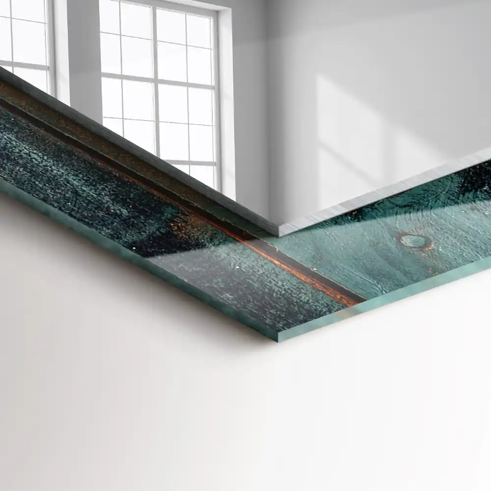 Rektangulär spegel med tryck Gröna träskivor