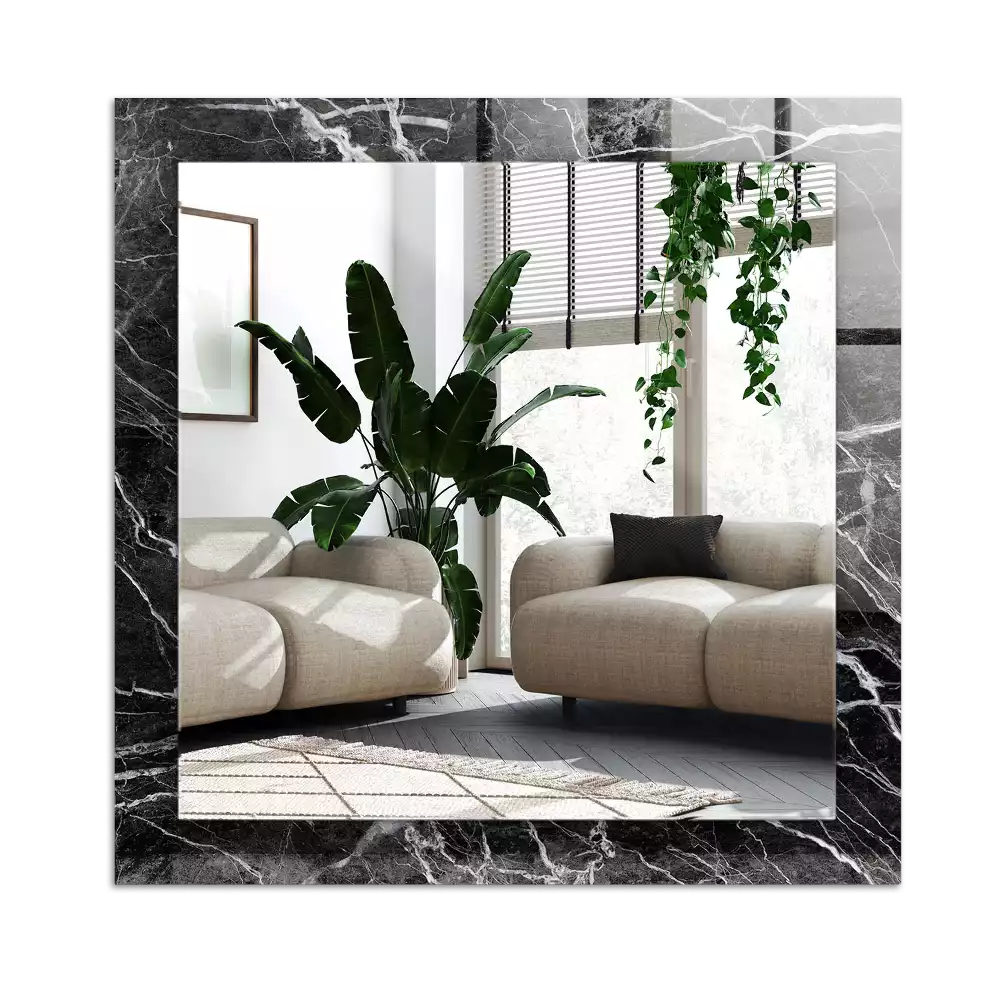 Rektangulär spegel med tryck Svart marmor