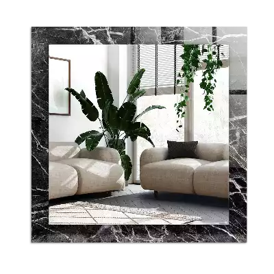 Rektangulär spegel med tryck Svart marmor