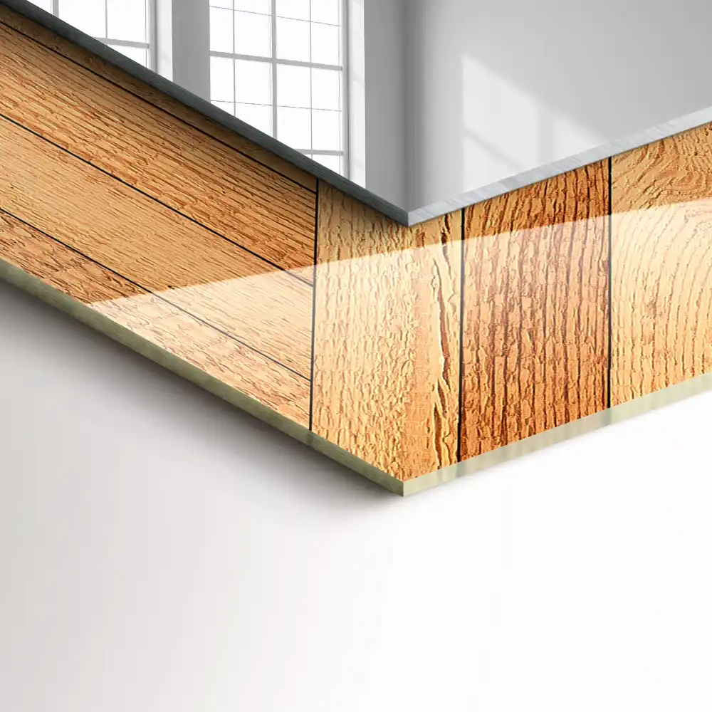 Dekorativ spegel med tryck Träparkett