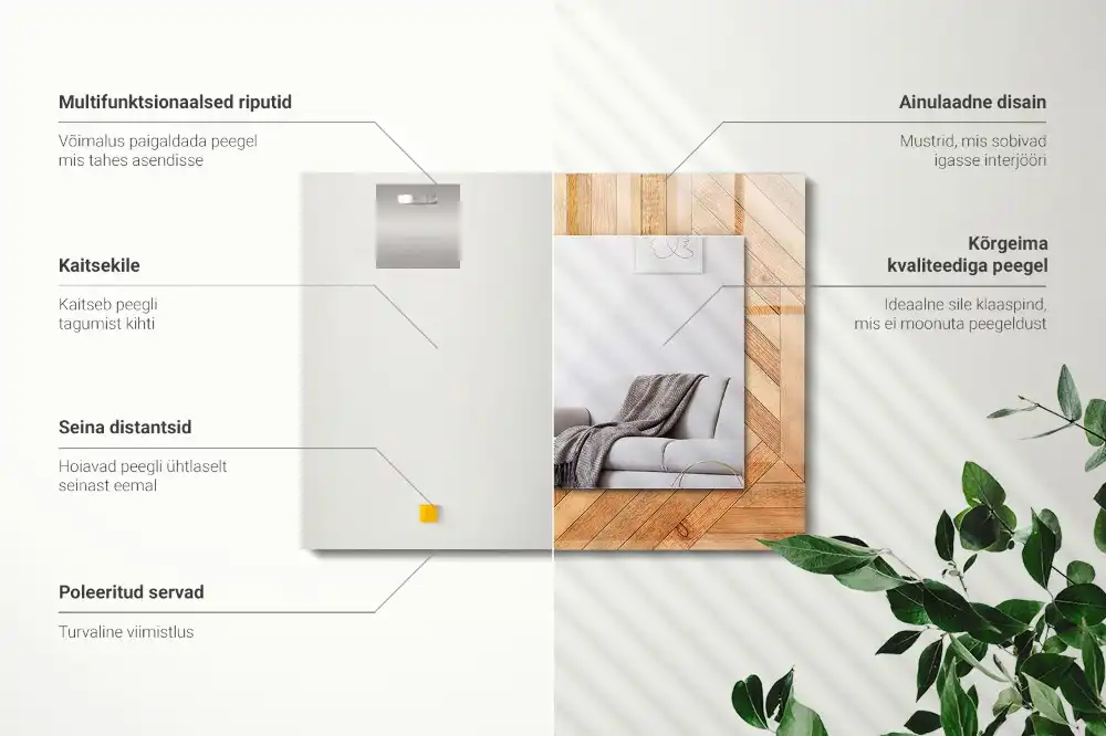 Dekorativ spegel med tryck Träparkett