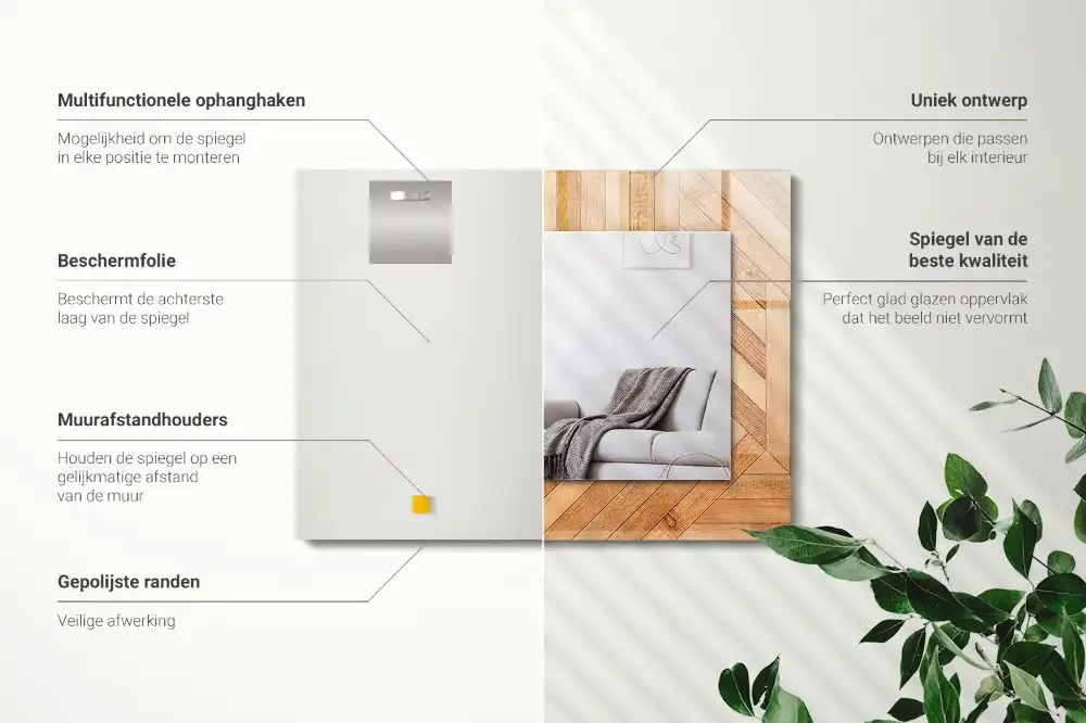 Dekorativ spegel med tryck Träparkett