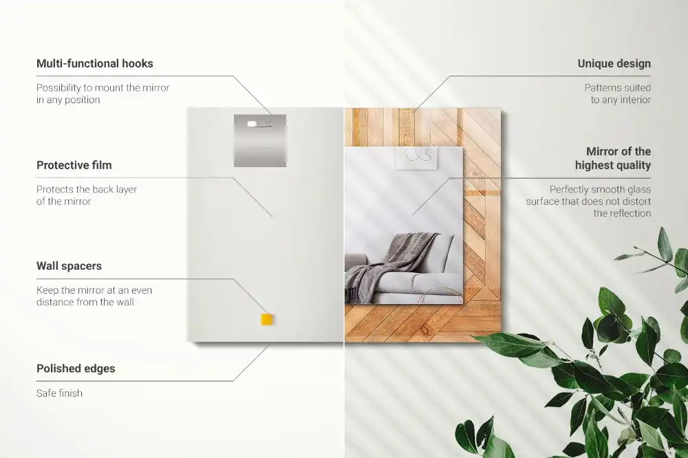 Dekorativ spegel med tryck Träparkett