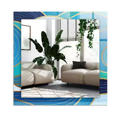 Dekorativ spegel med tryck Vågmönster blå