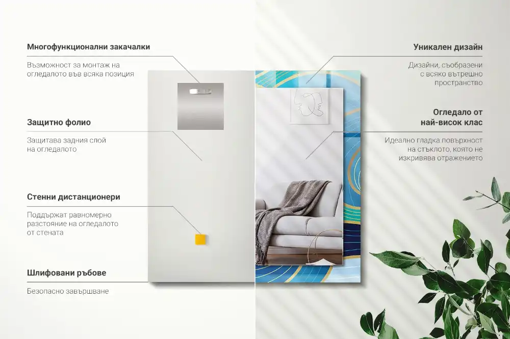 Dekorativ spegel med tryck Vågmönster blå