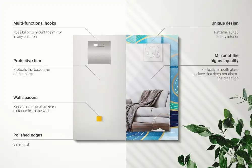 Dekorativ spegel med tryck Vågmönster blå