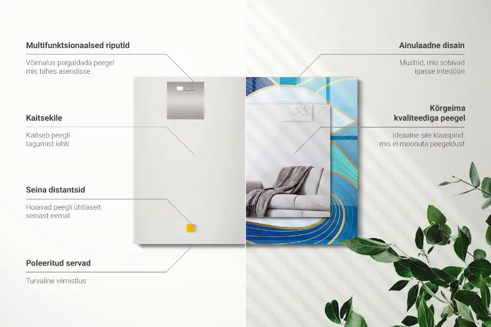 Dekorativ spegel med tryck Vågmönster blå