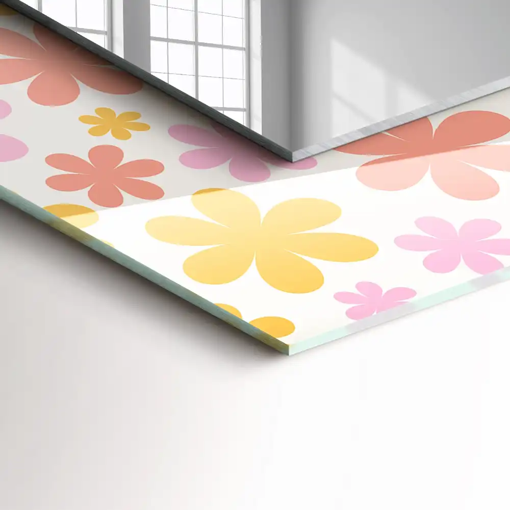 Rektangulär spegel med tryck Blommönster
