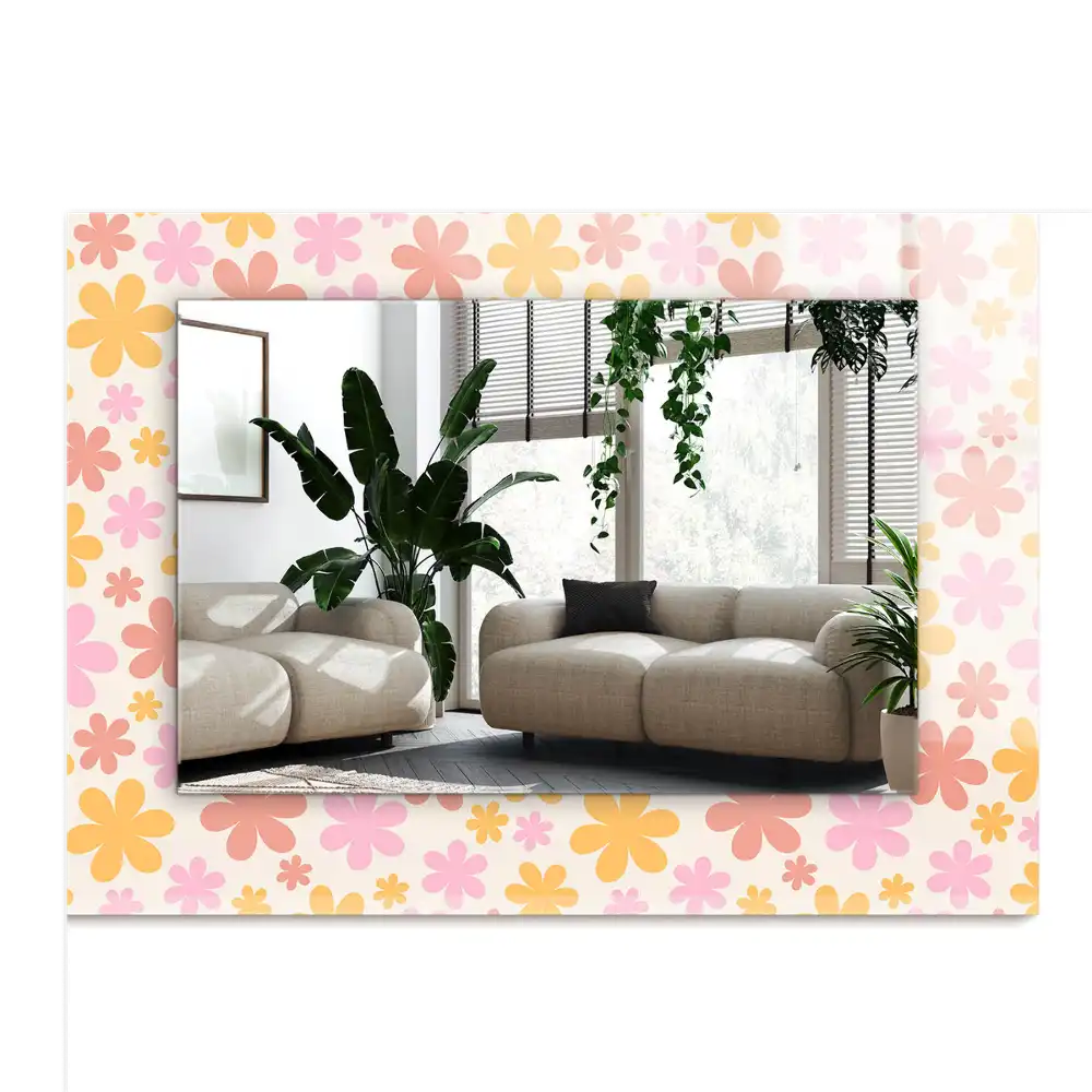 Rektangulär spegel med tryck Blommönster