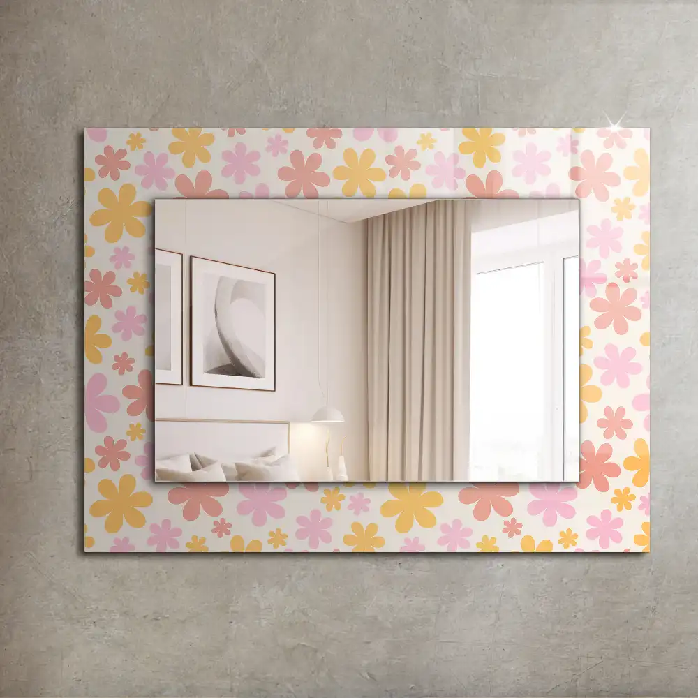 Rektangulär spegel med tryck Blommönster