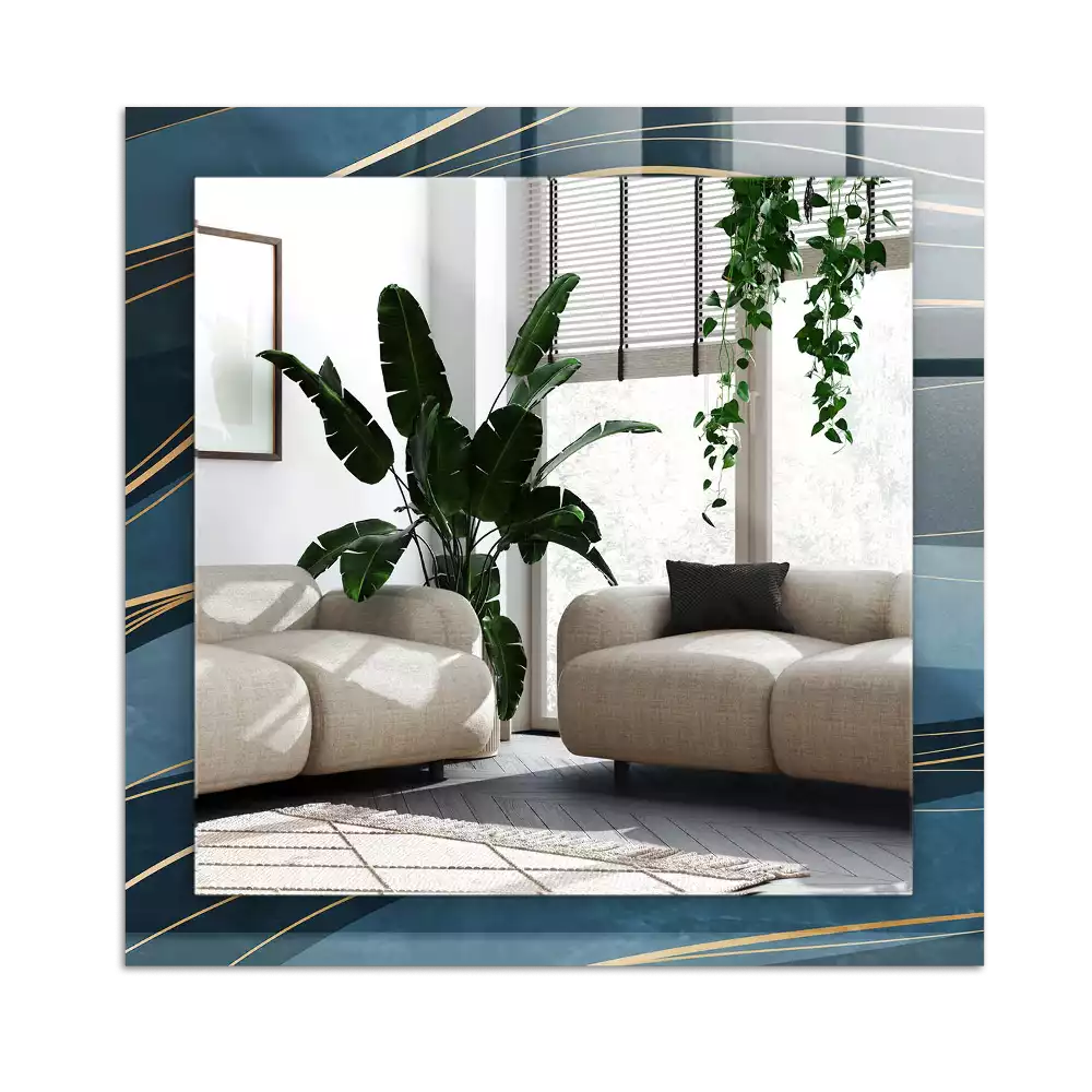 Rektangulär spegel med tryck Abstrakta linjer