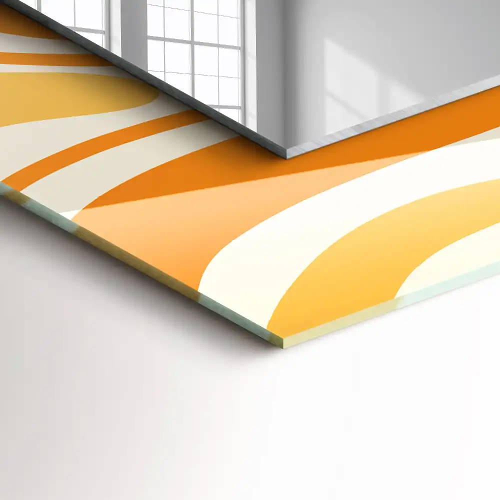 Rektangulär spegel med tryck Abstrakta orange mönster