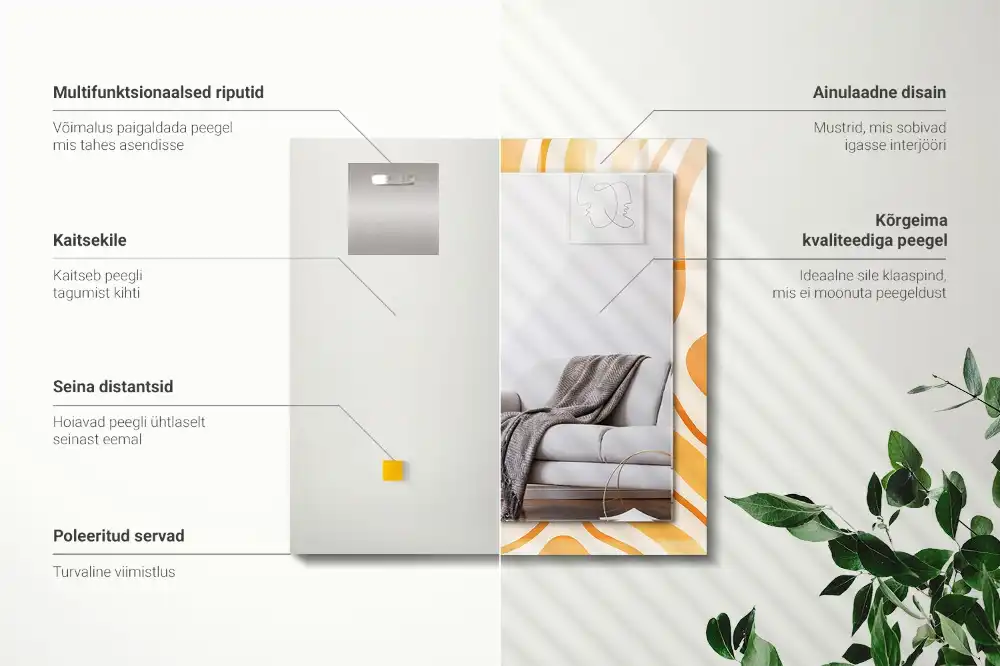 Rektangulär spegel med tryck Abstrakta orange mönster