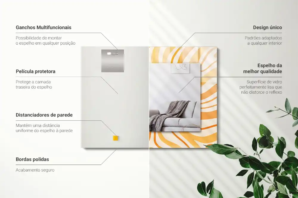 Rektangulär spegel med tryck Abstrakta orange mönster