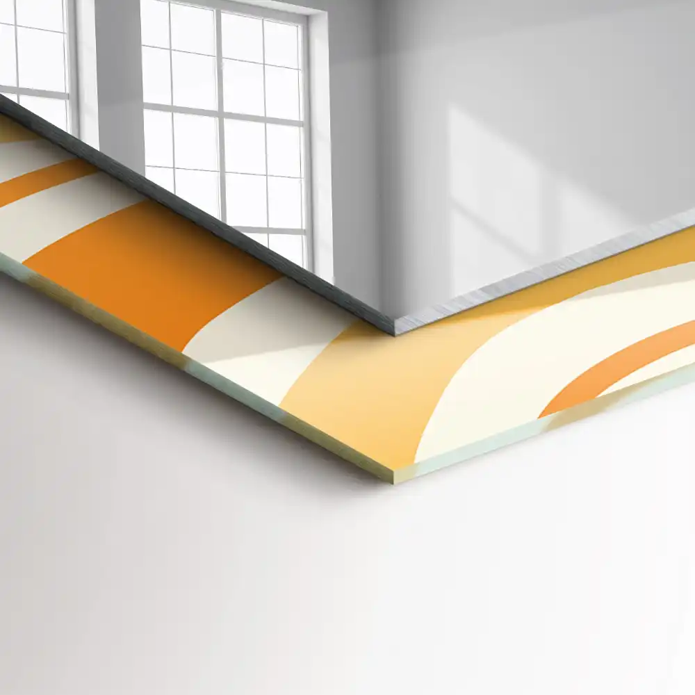 Rektangulär spegel med tryck Abstrakta orange mönster