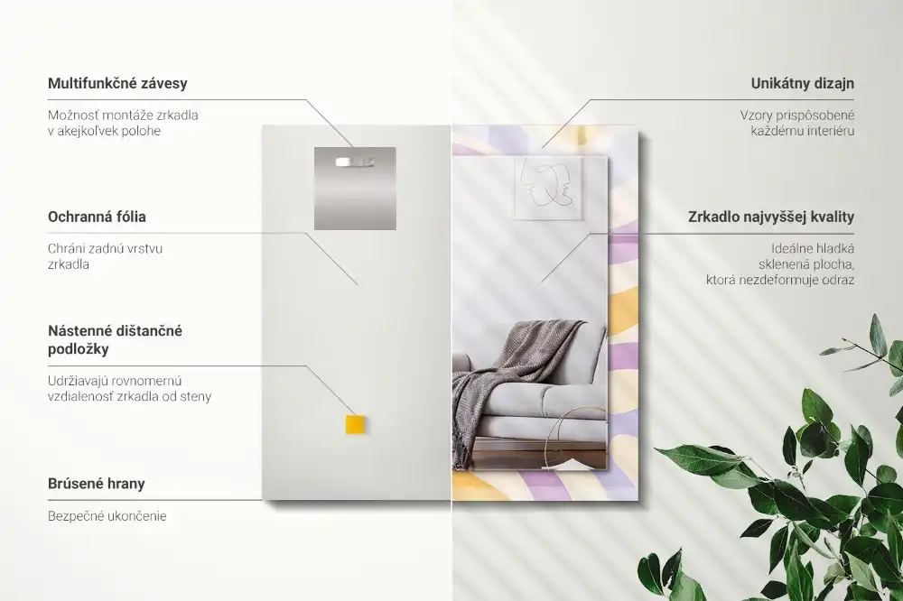 Dekorativ spegel med tryck Abstrakta färgglada mönster