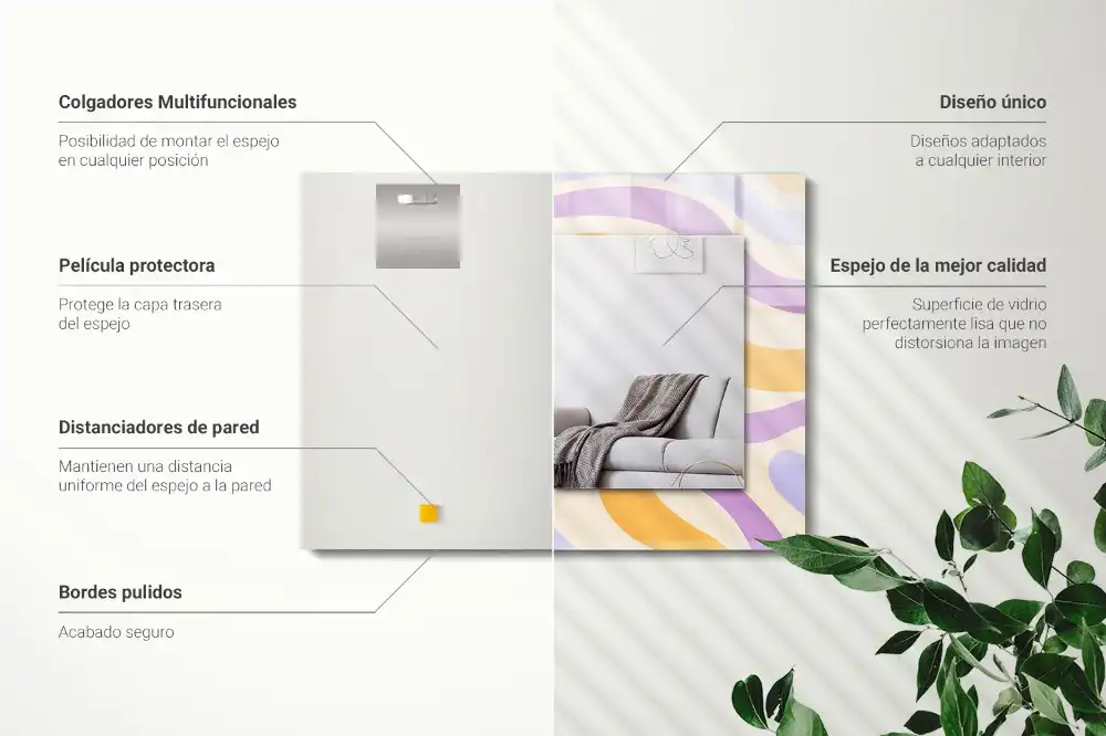 Dekorativ spegel med tryck Abstrakta färgglada mönster