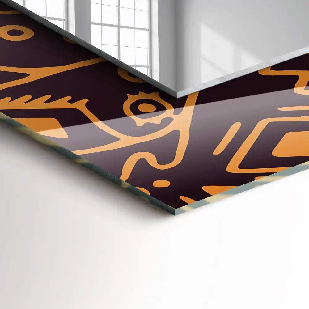 Rektangulär spegel med tryck Etniskt mönster