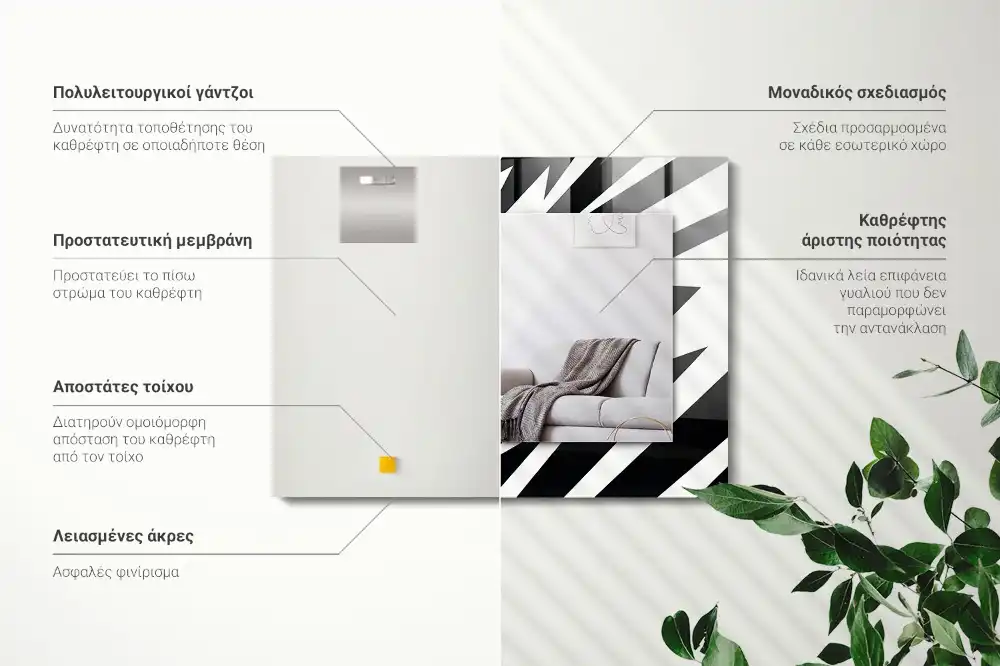 Dekorativ spegel med tryck Svart och vit geometri