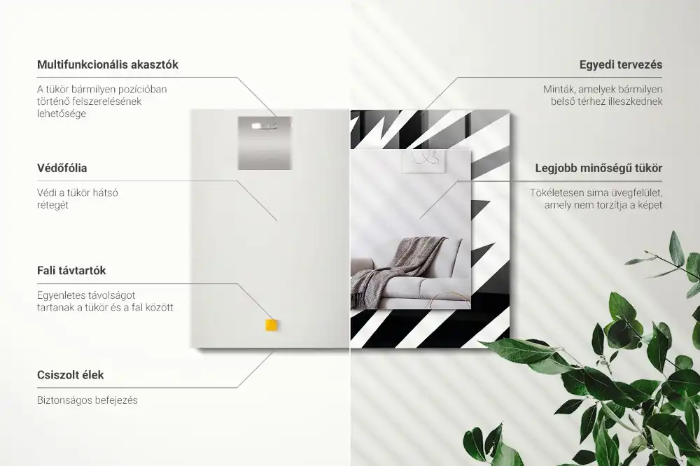 Dekorativ spegel med tryck Svart och vit geometri