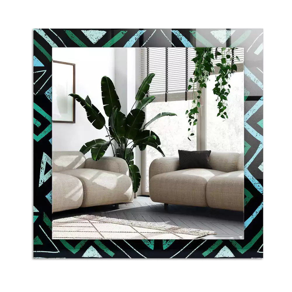 Rektangulär spegel med tryck Geometriskt turkos mönster