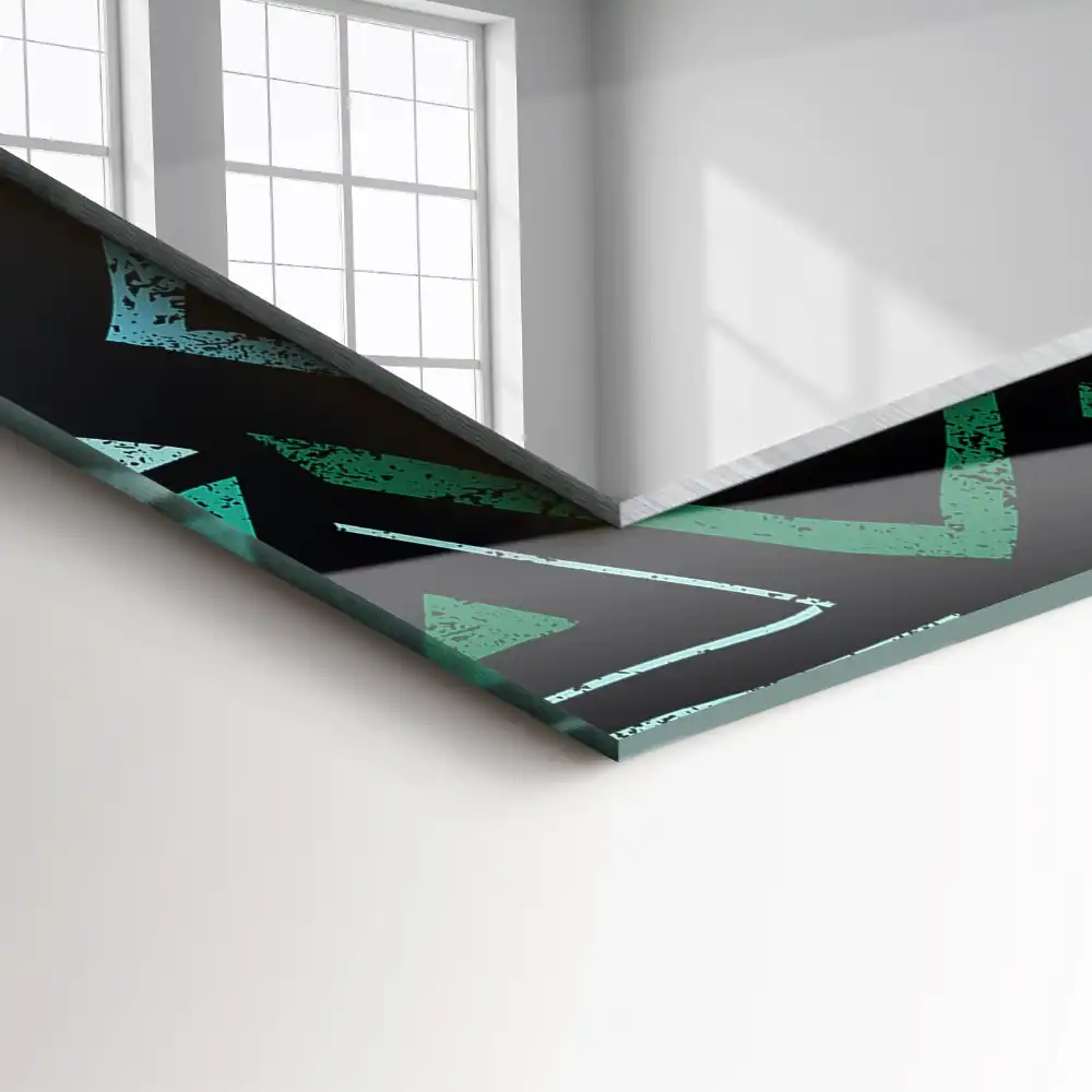 Rektangulär spegel med tryck Geometriskt turkos mönster