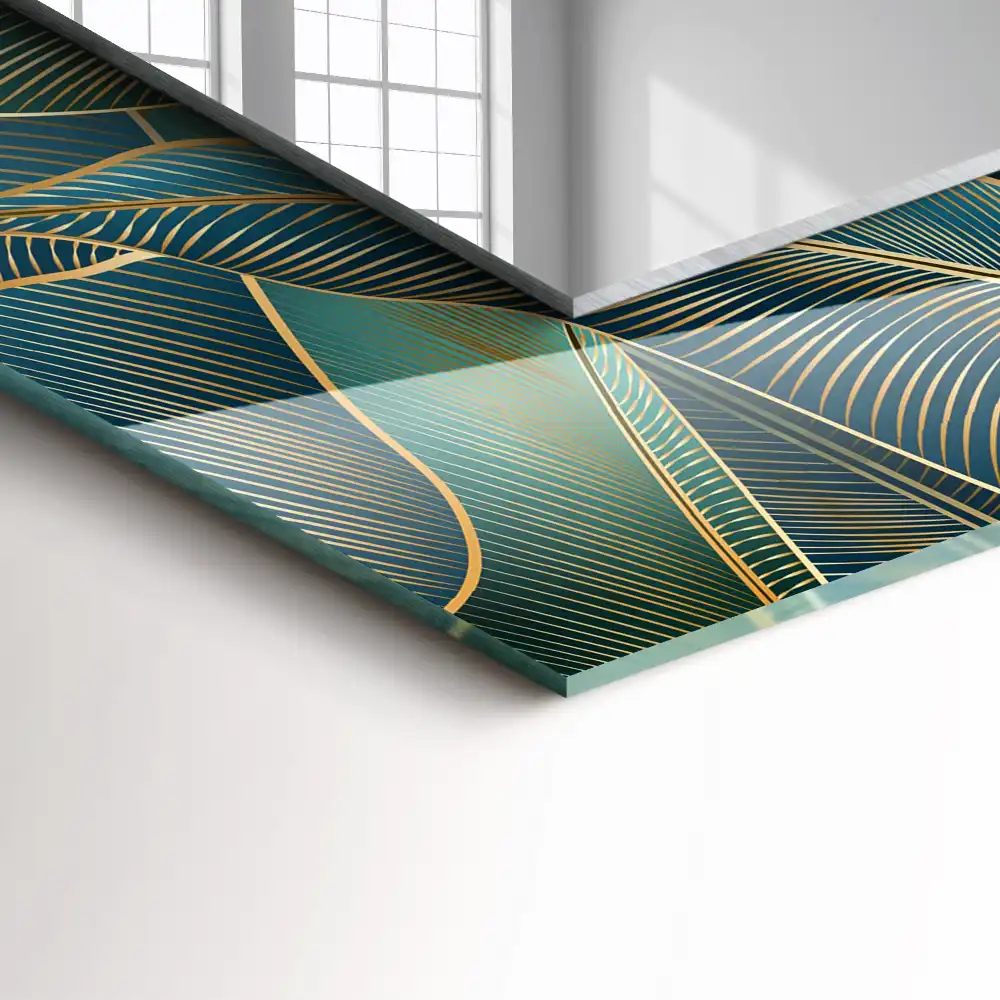 Dekorativ spegel med tryck Bladlinjer