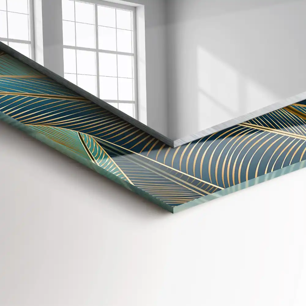 Dekorativ spegel med tryck Bladlinjer