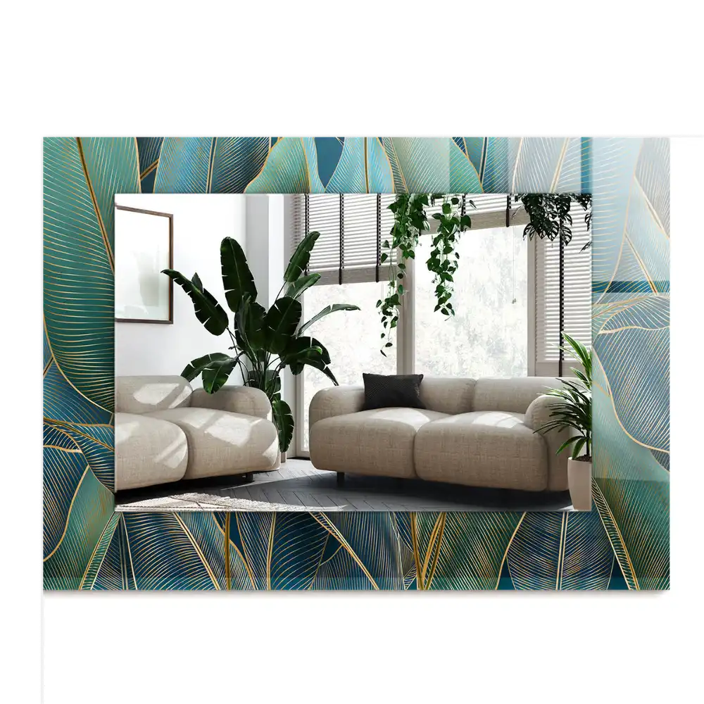 Dekorativ spegel med tryck Bladlinjer