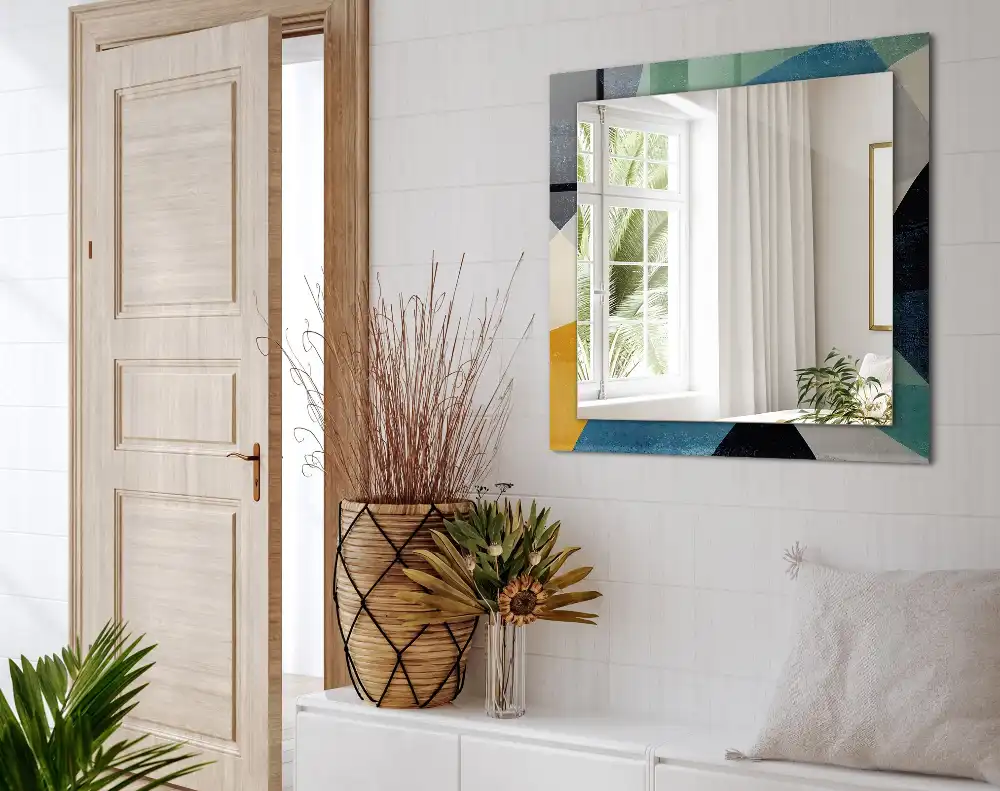 Rektangulär spegel med tryck Abstrakta färgglada mönster