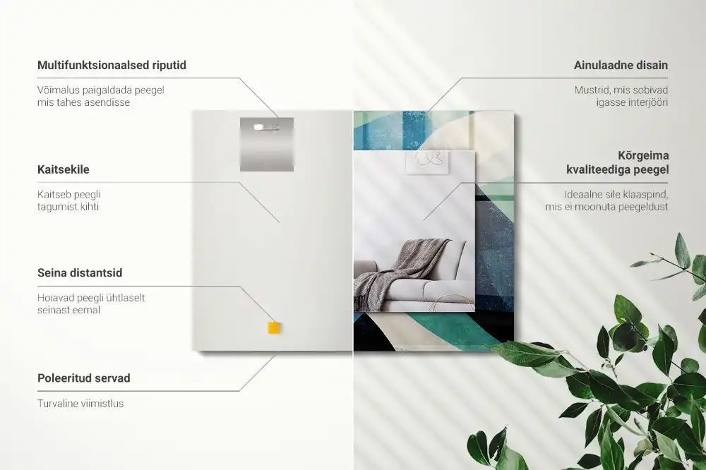 Rektangulär spegel med tryck Abstrakta färgglada mönster