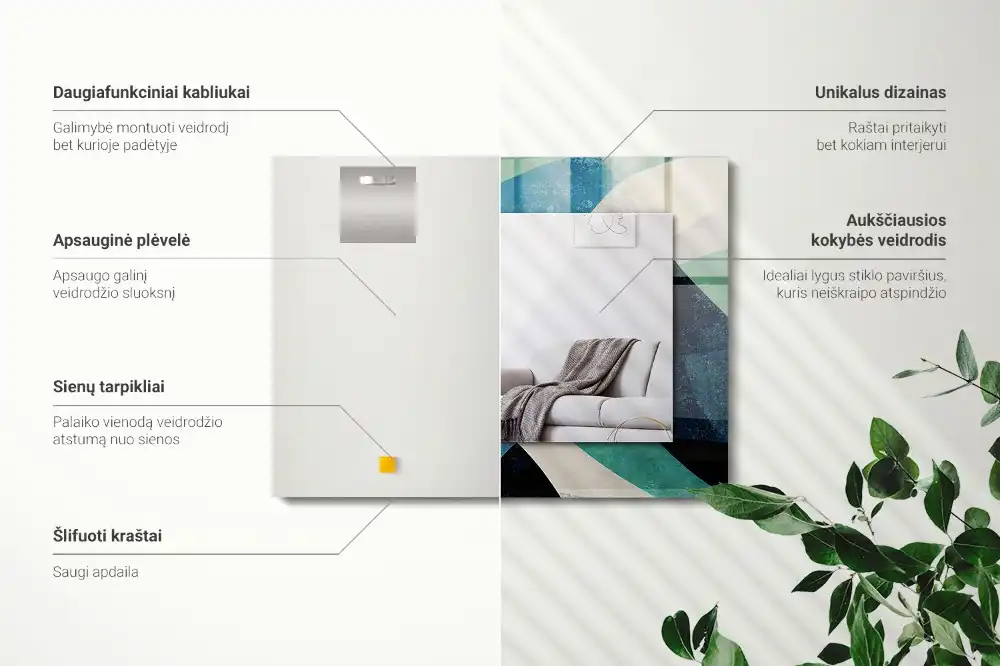 Rektangulär spegel med tryck Abstrakta färgglada mönster