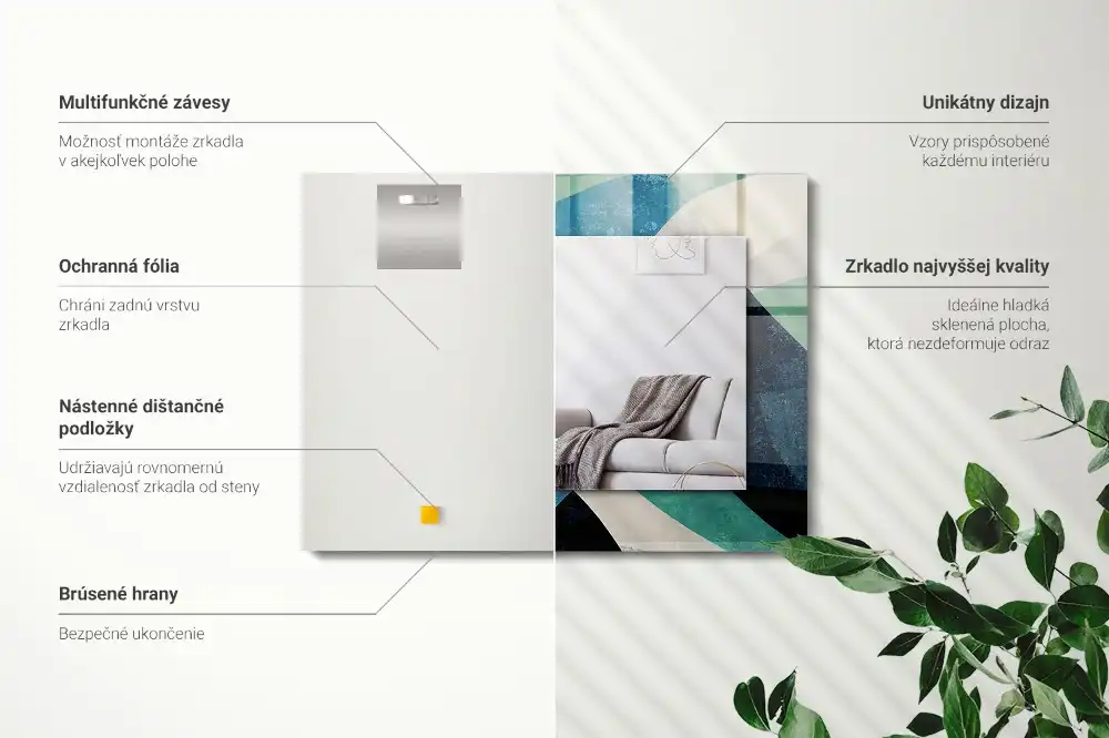 Rektangulär spegel med tryck Abstrakta färgglada mönster