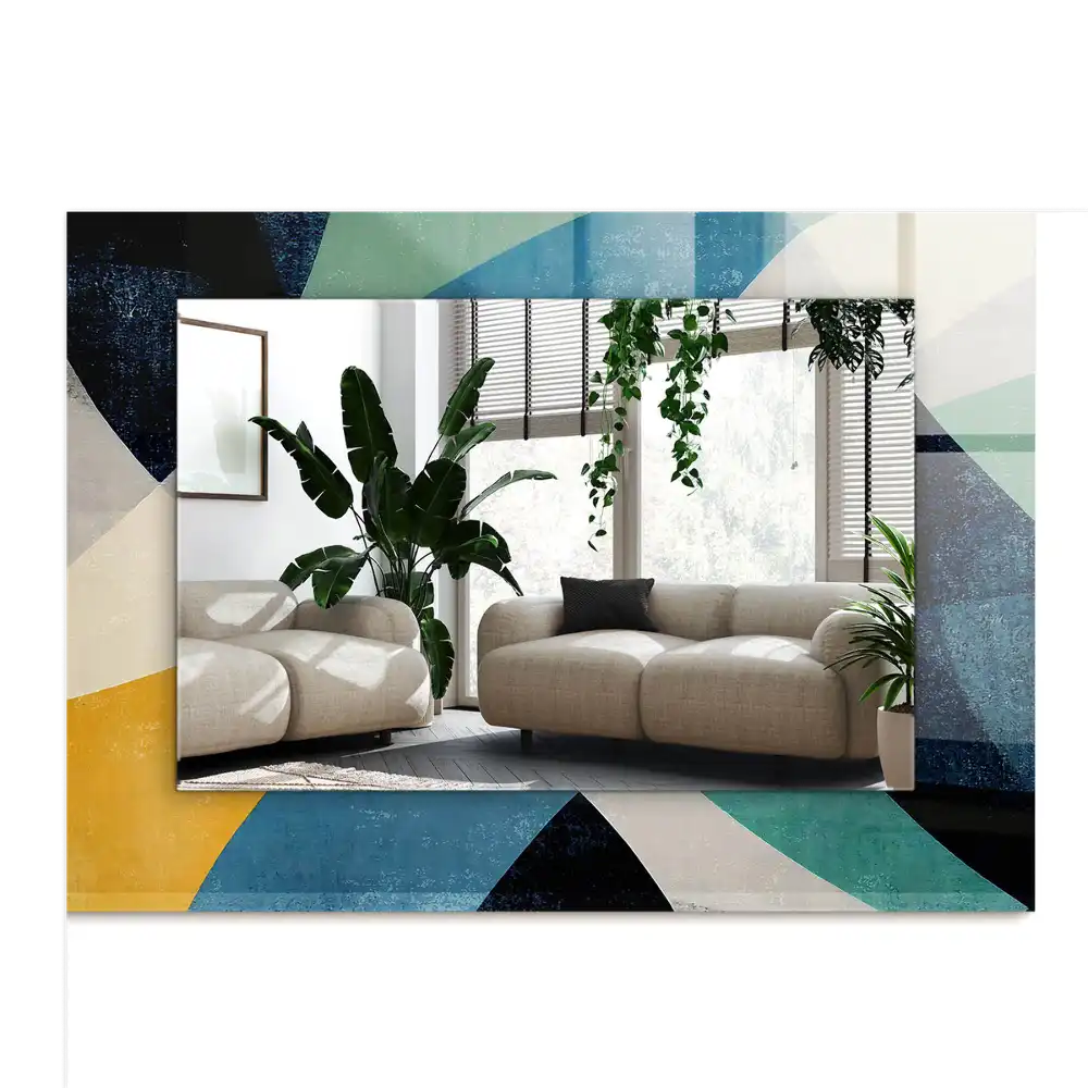 Rektangulär spegel med tryck Abstrakta färgglada mönster