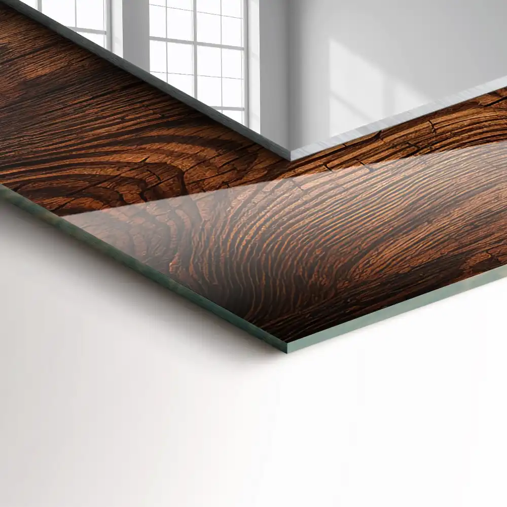 Rektangulär spegel med tryck Träskiva textur