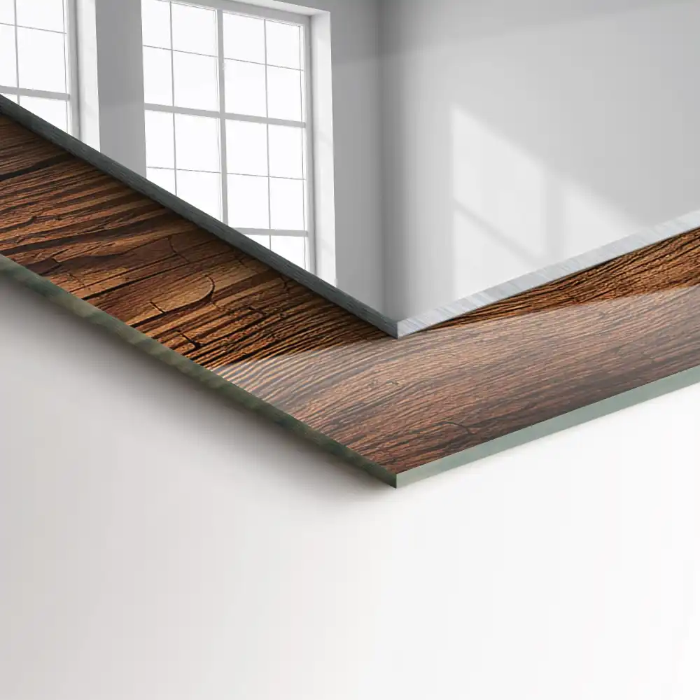 Rektangulär spegel med tryck Träskiva textur