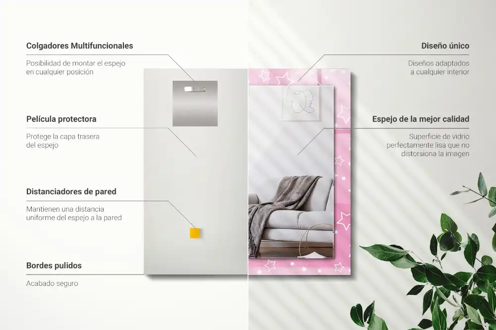 Dekorativ spegel med tryck Rosa stjärnor