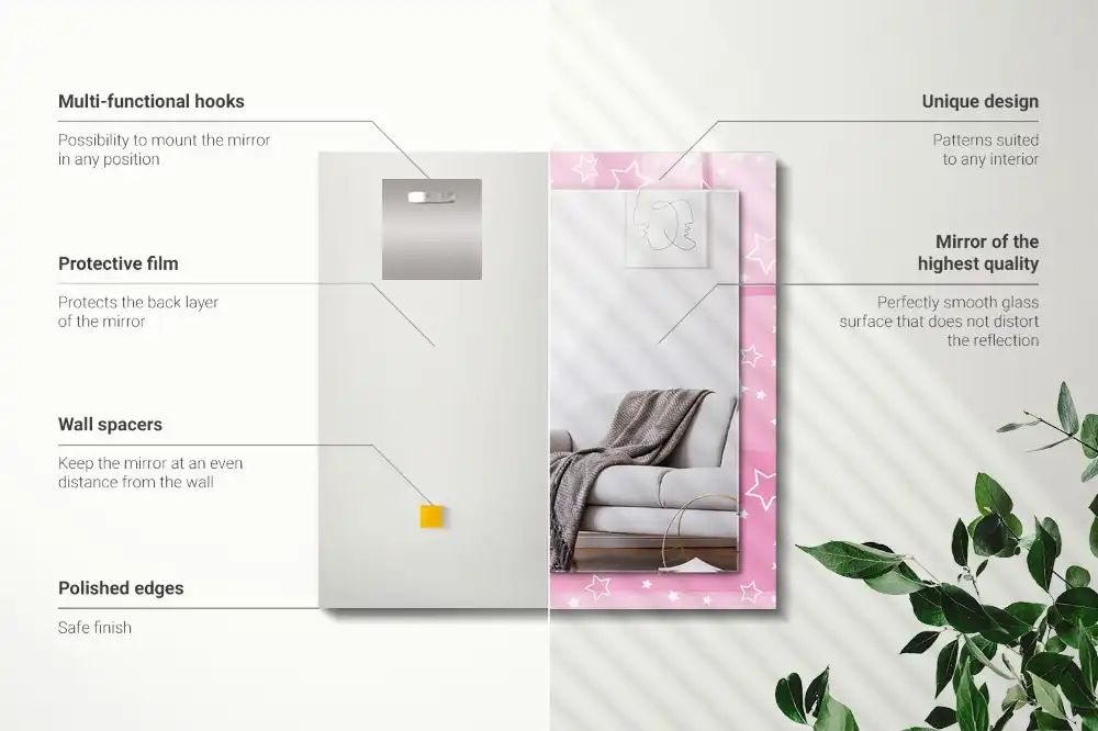 Dekorativ spegel med tryck Rosa stjärnor