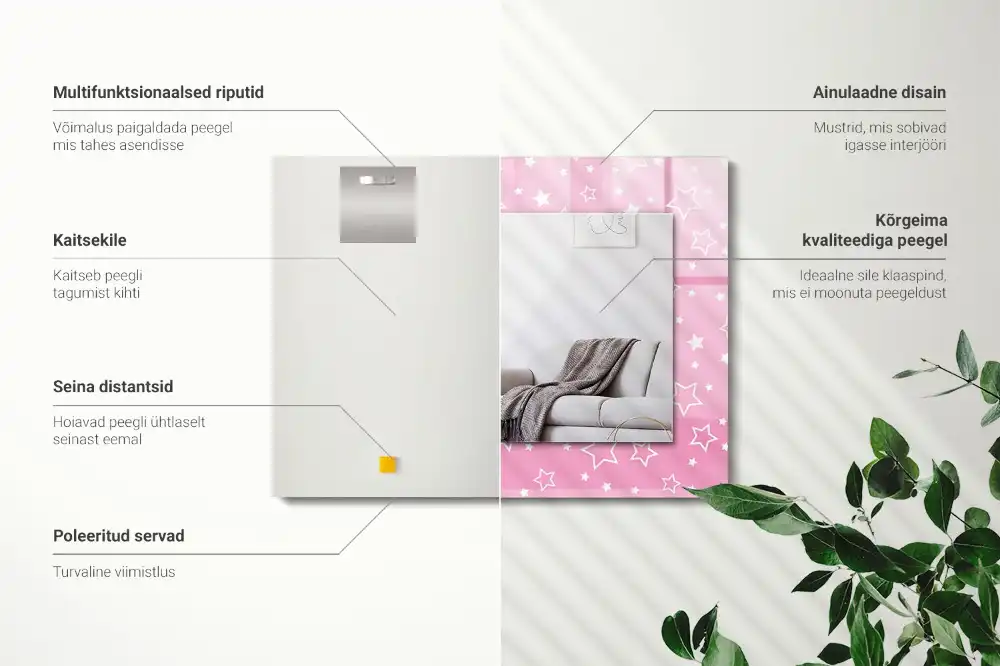 Dekorativ spegel med tryck Rosa stjärnor