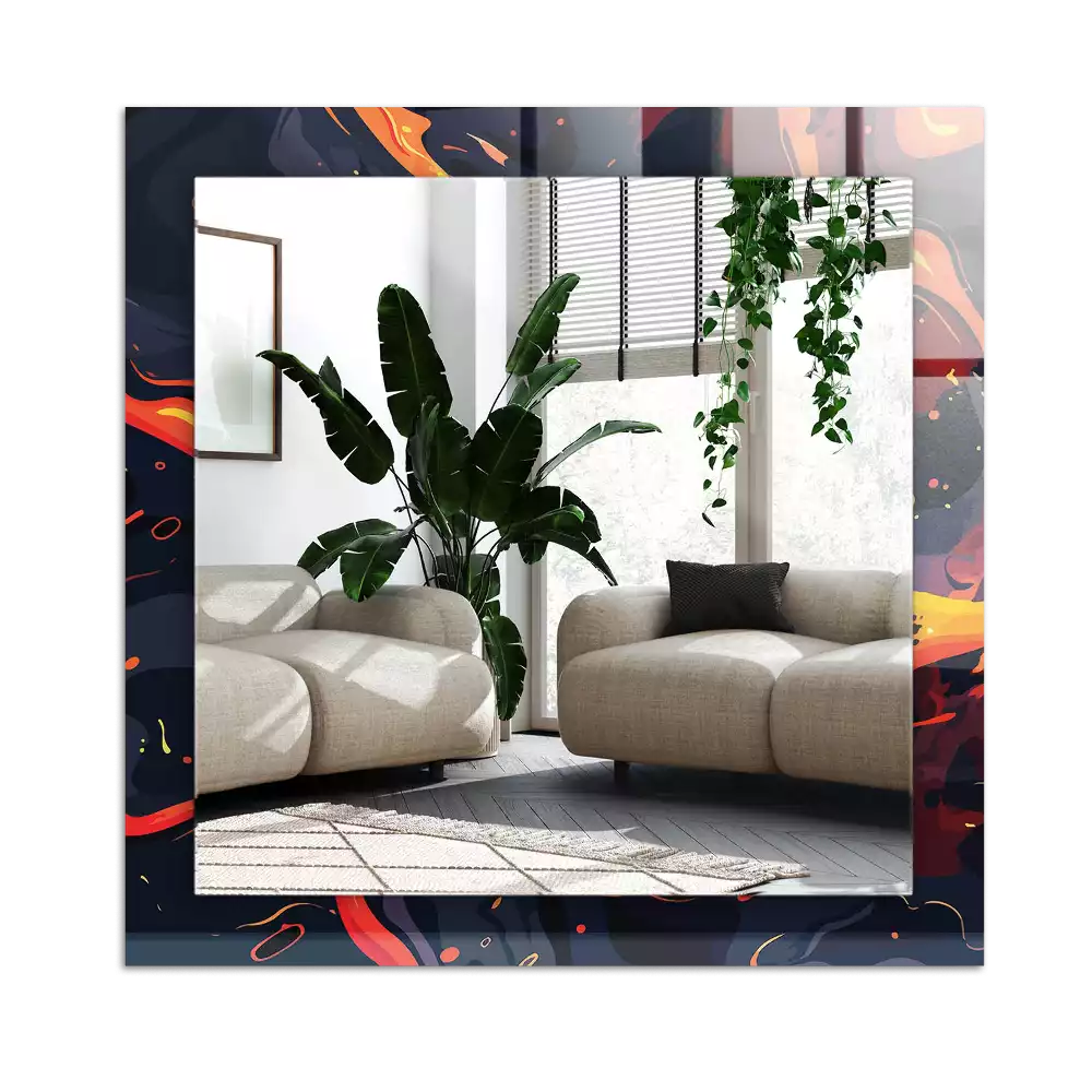 Rektangulär spegel med tryck Vulkan lava